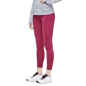 Lululemon Fast and Free High-Rise Leggings 25" Red Pink Nulux Sz 6